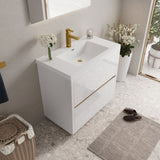 36" Freestanding Bathroom Vanity with Sink, Bathroom Storage Vanity Cabinet with Stone Resin W1573P211196