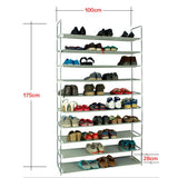 100cm Ultra Large Capacity 10 Layers Non-woven Fabrics & Steel Shoe Rack Gray 80450006