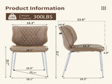 Dining Chairs Set of 4, Khaki Oil Waxed Leather Dining Chairs with Electroplated Metal Legs, W3493P444869