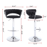 Set of 2 Bar Stools,with Chrome Footrest and Base Swivel Height Adjustable Mechanical Lifting Velvet W1249P247737