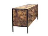 Industrial Style 6 Drawer Double Dresser,Rustic Brown Wood Storage Dresser Clothes Organizer with 95234840