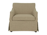 Upholstered Skirted Dining Arm Chair with Hidden C s Beige B035P341170