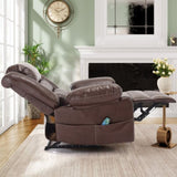 ZUN Breathable Leather Massage Recliner Chair Manual Living Room Reclining Sofa W1403P156677