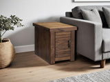 14 inch Chairside Table, No Assembly Required, Whiskey Finish B108P160192