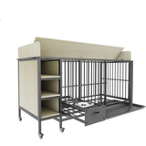 Large pet cage with storage rack, drawers with stainless steel food and water basin, made of iron W3064P245384