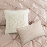 7 Piece Tufted Comforter Set Blush Queen B03597044