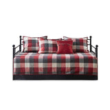 6 Piece Reversible Plaid Daybed Cover Set Red Daybed B03597555