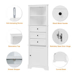 ZUN White Triangle Tall Cabinet with 3 Drawers and Adjustable Shelves for Bathroom, Kitchen or Living WF298150AAK