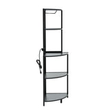 ZUN 5 Tier Corner Shelf with LED Light and USB Plug, With Glass Holder, Tall Standing Shelf for Wall W420P207358