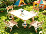 Height Adjustable Kids Desk and 4 Chairs Set, Graffiti Wipeable Tabletop Toddler Activity Table with 54431385