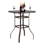 ZUN Wrought Iron Glass High Bar Table Patio Bar Table Brown 75817084