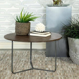 ZUN Natural and Gunmetal Top Accent Table B062P153907