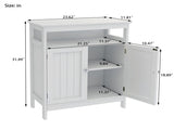 Bathroom standing storage with double shutter doors cabinet-White 01478226