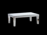 Silver Coffee Tables for Living Room with Dazzling Crushed Crystal Border, Clear Glass Rectangle W3081P326484