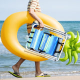 1pc Folding Beach Chair, 4 Position Portable Backpack Foldable Camping Chair with Headrest Cup 33362615