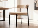 Medieval modern dining chair set, 4 pieces, round seat cushions, black metal legs, curved back 45820409