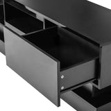 ZUN 51.18inch Black morden TV Stand with LED Lights,high glossy front TV Cabinet,can be assembled in 85296234