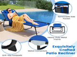 Oversized Patio Chaise Lounge, 27" Wide 4-Position Adjustable Backrest Folding Tanning Chair-Navy 09940851