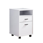 ZUN White Mobile File Cabinet, Home/Work Cabinet with Two Drawers B107130818