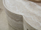 31.5" Clover Round Faux Marble Coffee Table No Assembly Required, Anti-Slip Raised Edge, Open W2664P462015