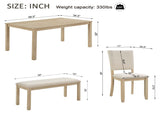6 Piece Dining Table Set with Bench, Wooden Rectangular Kitchen Table Set with Bench and 4 16237770