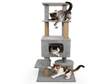 64" Light Gray Cat Tower with Plush Perches & 3 Dangling Balls, Jute Scratching Posts & Anti-Tipping 52858921