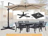 10x10 Ft Beige Solar LED Cantilever Patio Umbrella 360&deg Rotation Offset Hanging Umbrella with 94324583
