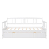 Twin Size Daybed Wood Bed with Twin Size Trundle,White WF295030AAK