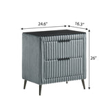 Mavela Wide Wale Corduroy Upholstery Nightstand, Blue T2574P243652
