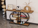 41.3 Inch Industrial Console Table for Entryway, Narrow Sofa Table with Storage Shelves & Circle W3101P460015