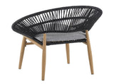 Cyril Outdoor Wicker Papasan Style Dining Chair, Teak Finished Leg and Dark Gray Faux Rattan, Gray N775P271975G