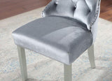 Classic Gray Flannelette 2pcs Sides Crystal-like Acrylic Buttons Upholstered Wingback Dining B011P306179