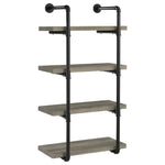 ZUN Black and Grey Driftwood Metal 24-inch Wall Shelf B062P153482