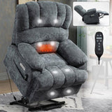 23" Seat Width and High Back Large Size Beige Chenille Power Lift Recliner Chair with 8-Point W1803P263643