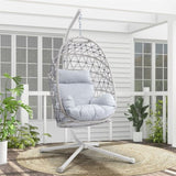 ZUN comfortable hanging rope rattan egg white hammock patio swing chair outdoor indoor for adults W1828P182166