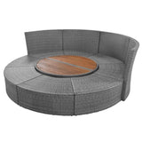 ZUN Patio 5-Piece Round Rattan Sectional Sofa Set All-Weather PE Wicker Sunbed Daybed with Round 30883835