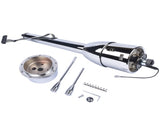 28" Chrome Tilt Street Rod Floor Shift Steering Column with Wheel Adapter No Key 53388355