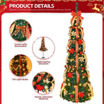 ZUN 6 FT Fully Decorated Pre-lit Christmas Tree, Pop Up Artificial Xmas Tree with 150 Warm Lights 99978008