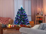 6ft Top With Stars PVC Material Fiber Optics 230 Branches Christmas Tree Green 41773139