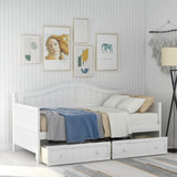 ZUN Twin Wooden Daybed with 2 drawers, Sofa Bed for Bedroom Living Room,No Box Spring Needed,White WF192860AAK