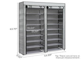 Double Row 10-Tier Non-Woven Fabric Shoe Cabinet with Iron Pipes and Plastic Components, Gray 25457979