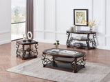Cocktail Table, Glass table top, MDF W/marble paper middle shelf, powder coat finish metal legs. W48720760