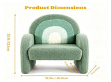 1pc Wood Frame Armchair Kids Sofa, Green Gradient Teddy Velvet 03099891
