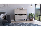Bar Cabinet Puertu, Six Wine Cubbies, Double Door Cabinet, Light Gray Finish B092123057