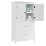 ZUN Bathroom Storage Cabinet, Cabinet with Two Doors and Drawers, Adjustable Shelf, MDF Board, White 98836434