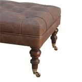 Artisan Furniture Solid Wood Buffalo Leather Ottoman B182P202520