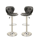 ZUN Black Faux Leather Stool Counter Height Chairs Set of 2 Adjustable Height Kitchen Island Stools Gas B01149734