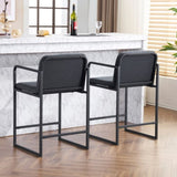 ZUN Set of 2,Modern Upholstered Counter Height Bar Stool with Armrests, Metal Frame and Padded Seat, W1901P225274