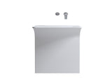 Modern Wall-Mounted Solid Surface Pedestal Sink, One-Piece Floating Bathroom Vessel Sink with Hidden W2753P478789