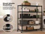 5 Tier Heavy Duty Adjustable Metal Shelf with Wheels, No-Tool Assembly, Suitable for Garages, 27588500